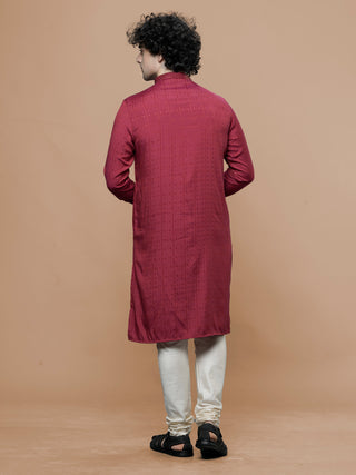 Maahi Fab Men Straight Pure Cotton Kurta (Maroon)