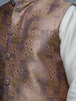 MAAHI FABS WOVEN DESIGN NEHRU JACKET (PINK)
