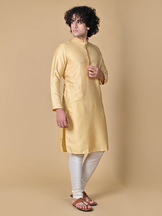 MAAHI FABS Men's Golden Cotton Regular Fit Kurta Pajama Set