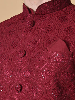 MAAHII FABS Cotton Blend Maroon Jacket