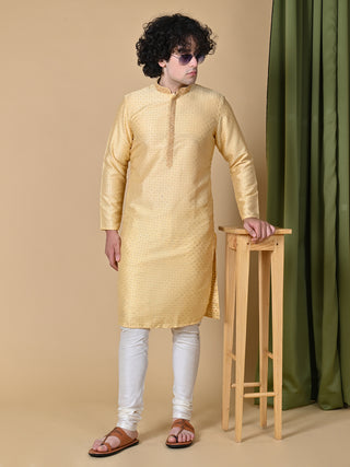 MAAHI FABS Men's Golden Cotton Regular Fit Kurta Pajama Set