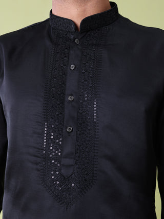 Men's Sequin Embroidered Cotton Silk Kurta