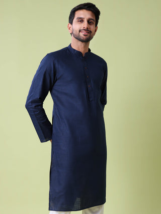Men's Mandarin Collar Straight Cotton Kurta