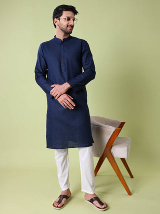 Men's Mandarin Collar Straight Cotton Kurta