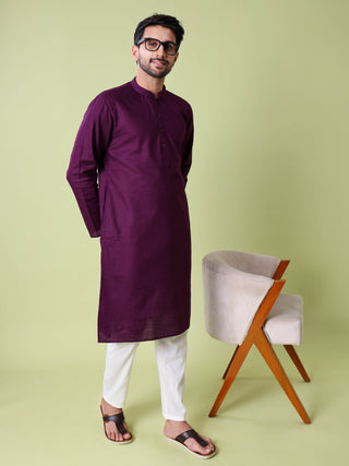 Men's Mandarin Collar Straight Cotton Kurta