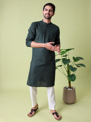 Men's Mandarin Collar Straight Cotton Kurta