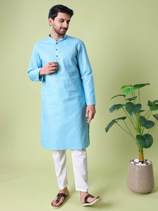 Men's Mandarin Collar Straight Cotton Kurta