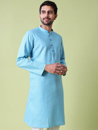 Men's Mandarin Collar Straight Cotton Kurta