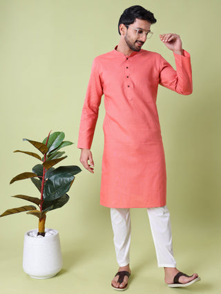 Men's Mandarin Collar Straight Cotton Kurta