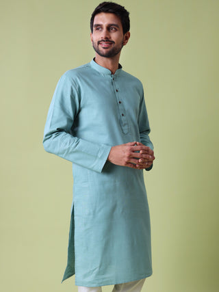 Men's Mandarin Collar Straight Cotton Kurta