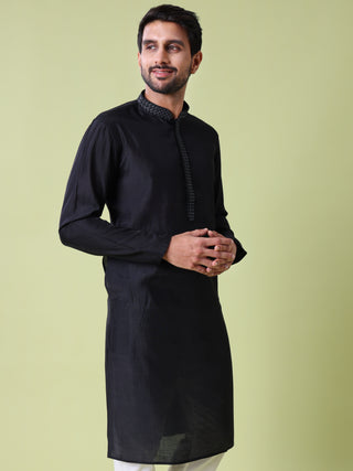 Men's Mandarin Collar Cotton Silk Kurta
