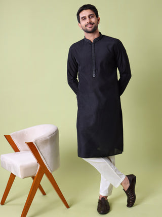 Men's Mandarin Collar Cotton Silk Kurta