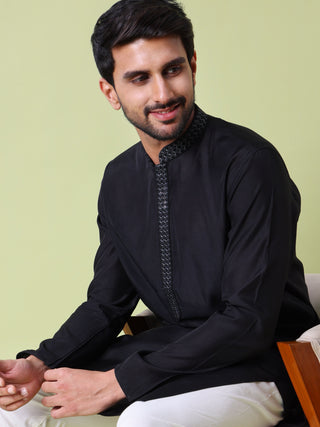 Men's Mandarin Collar Cotton Silk Kurta