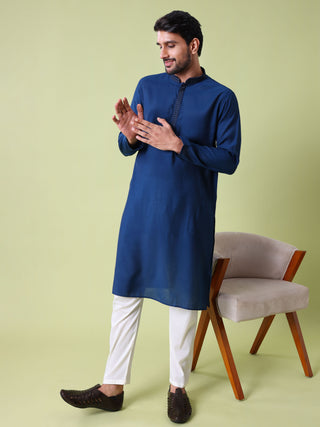 Men's Mandarin Collar Cotton Silk Kurta