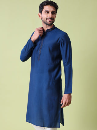 Men's Mandarin Collar Cotton Silk Kurta