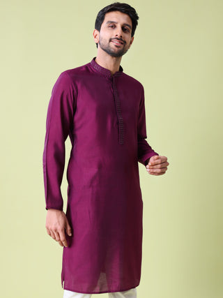 Men's Mandarin Collar Cotton Silk Kurta