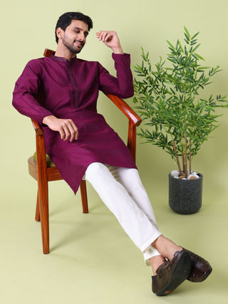 Men's Mandarin Collar Cotton Silk Kurta