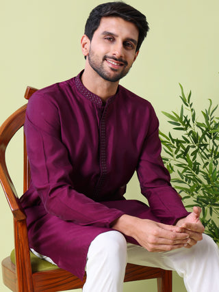 Men's Mandarin Collar Cotton Silk Kurta