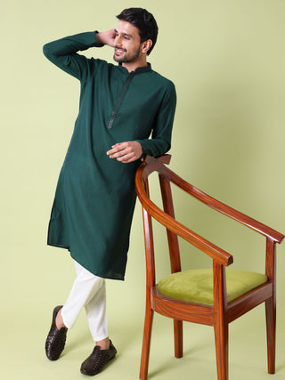 Men's Mandarin Collar Cotton Silk Kurta
