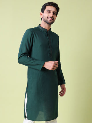 Men's Mandarin Collar Cotton Silk Kurta