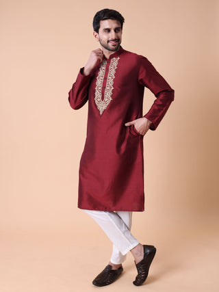 Men's Embroidered Cotton Festive Kurta