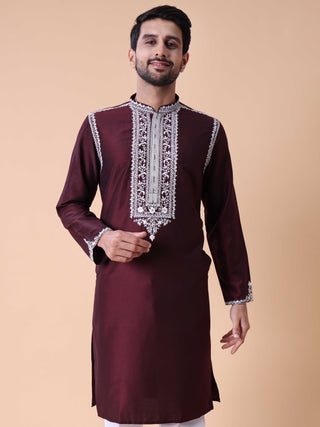 Men's Cotton Silk Embroidered Kurta