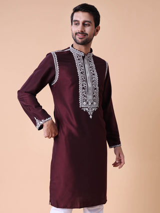 Men's Cotton Silk Embroidered Kurta