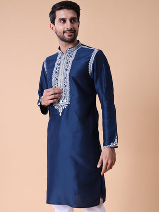 Men's Cotton Silk Embroidered Kurta