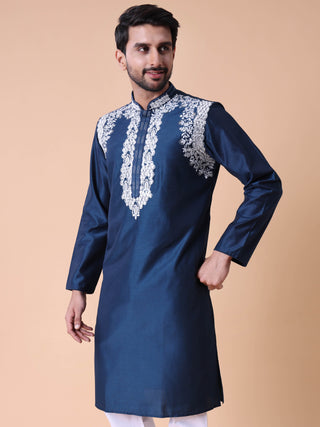 Men's Cotton Silk Embroidered Kurta