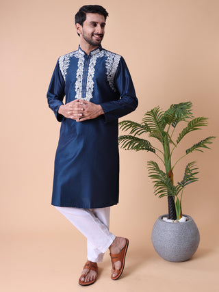 Men's Cotton Silk Embroidered Kurta
