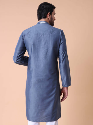 Men's Cotton Silk Embroidered Kurta