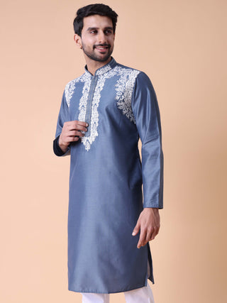 Men's Cotton Silk Embroidered Kurta