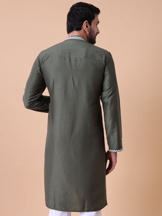 Men's Cotton Silk Embroidered Kurta