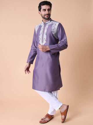 Men's Cotton Silk Embroidered Kurta