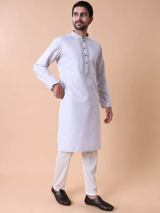 Men's Embroidered Cotton Kurta