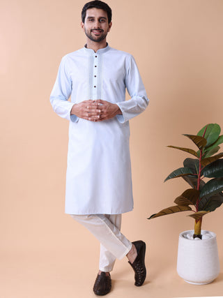 Men's Embroidered Cotton Kurta