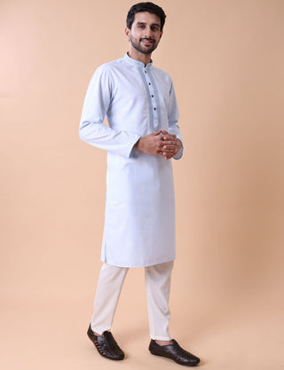 Men's Embroidered Cotton Kurta