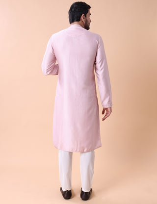 Men's Floral Embroidered Cotton Silk Kurta