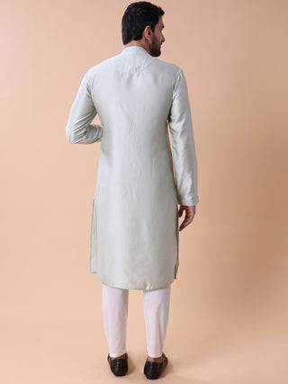 Men's Floral Embroidered Cotton Silk Kurta