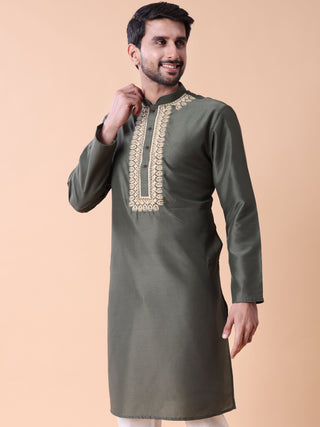 Men's Embroidered Cotton Festive Kurta
