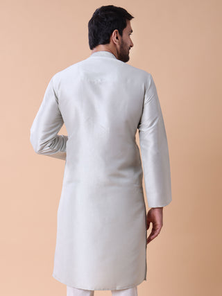 Men's Embroidered Cotton Silk Kurta