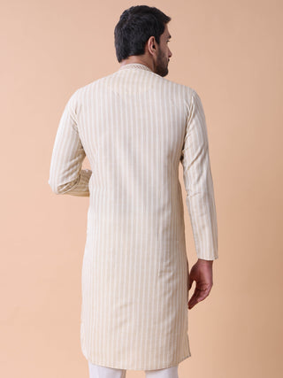 Men's Striped Printed Cotton Kurta