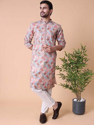 Men's Printed Cotton Kurta