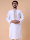 Men's Embroidered Cotton Silk Kurta