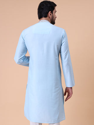 Men's Embroidered Cotton Kurta