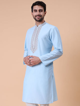 Men's Embroidered Cotton Kurta