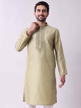 Men’s Pista Green Embroidered Kurta MAAHI FABS