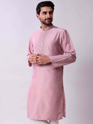Men’s Peach Embroidered Kurta MAAHI FABS