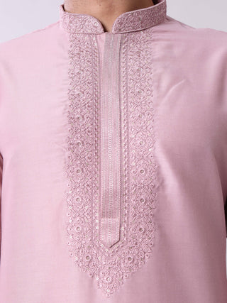 Men’s Peach Embroidered Kurta MAAHI FABS