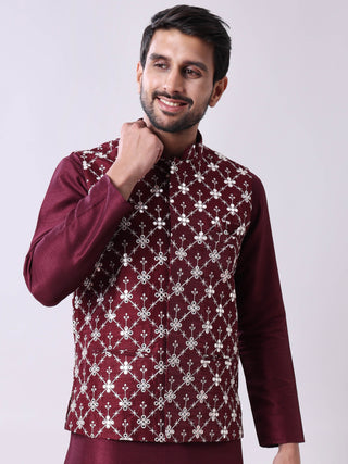 Men's Kurta With Pyjamas & Mirror Work Nehru Jacket